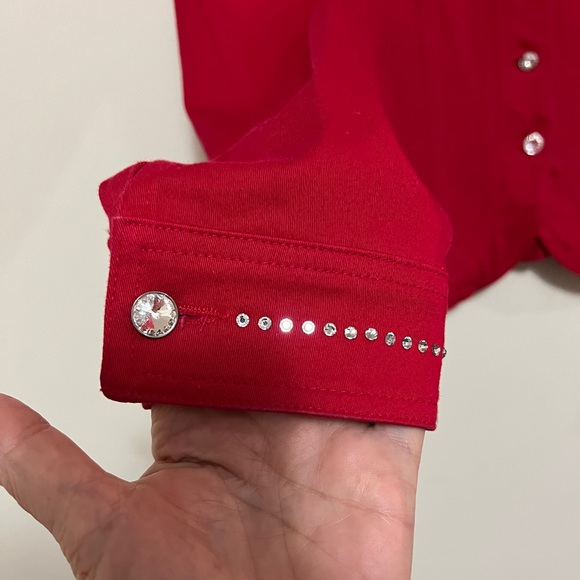 CHRISTINE ALEXANDER RED WESTERNWEAR JACKET EMBELISHED W/RHINESTONES SIZE SMALL - Picture 6 of 8
